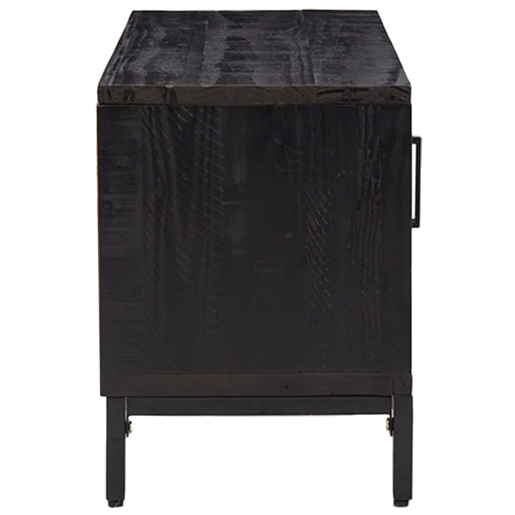 vidaXL Meuble TV Noir 110x35x48 cm Bois de pin massif