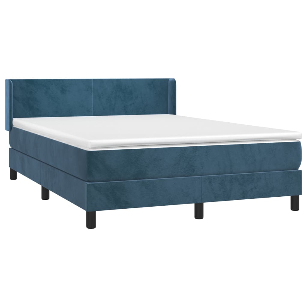 vidaXL Sommier à lattes de lit et matelas Bleu foncé 140x190cm Velours