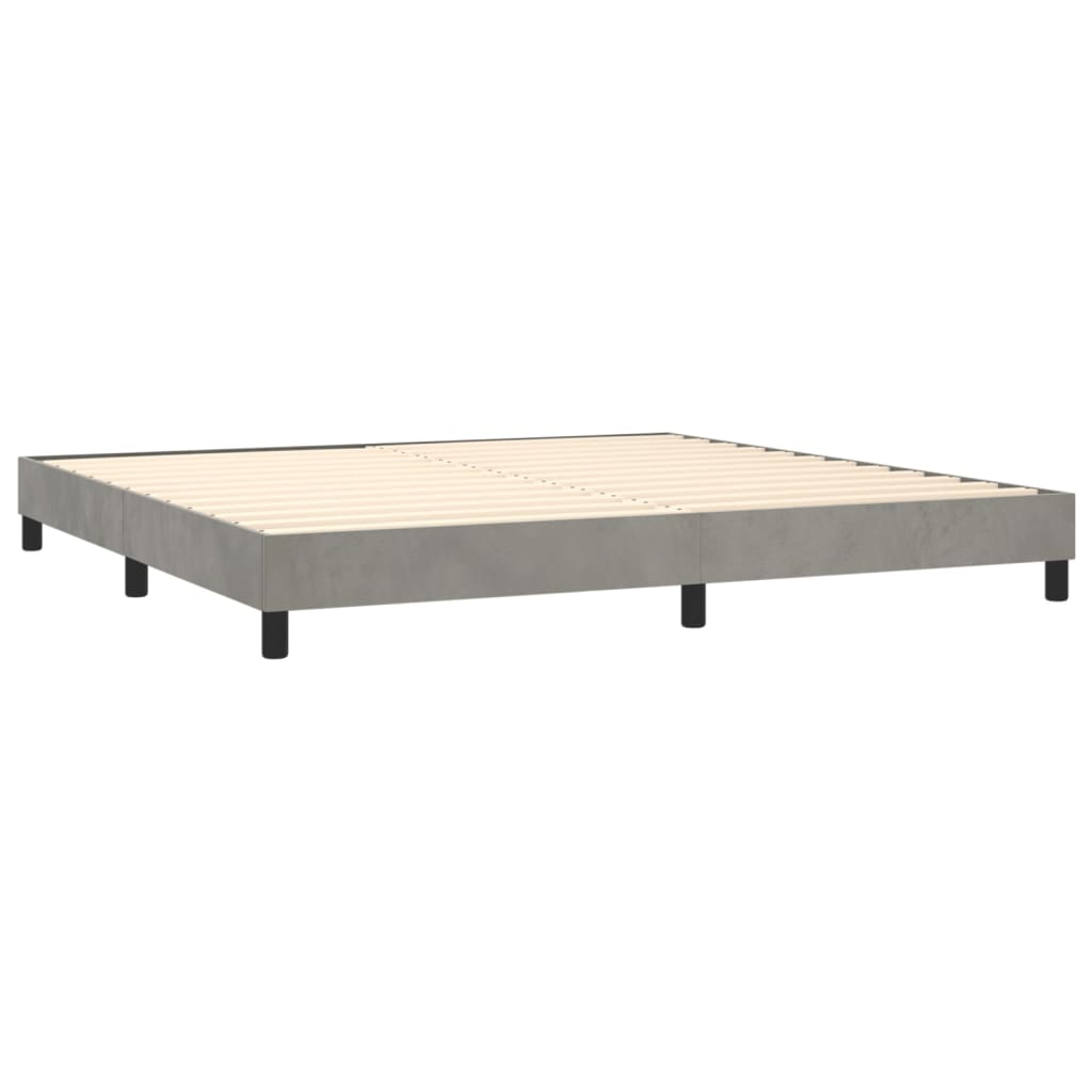 vidaXL Sommier à lattes de lit et matelas Gris clair 200x200cm Velours