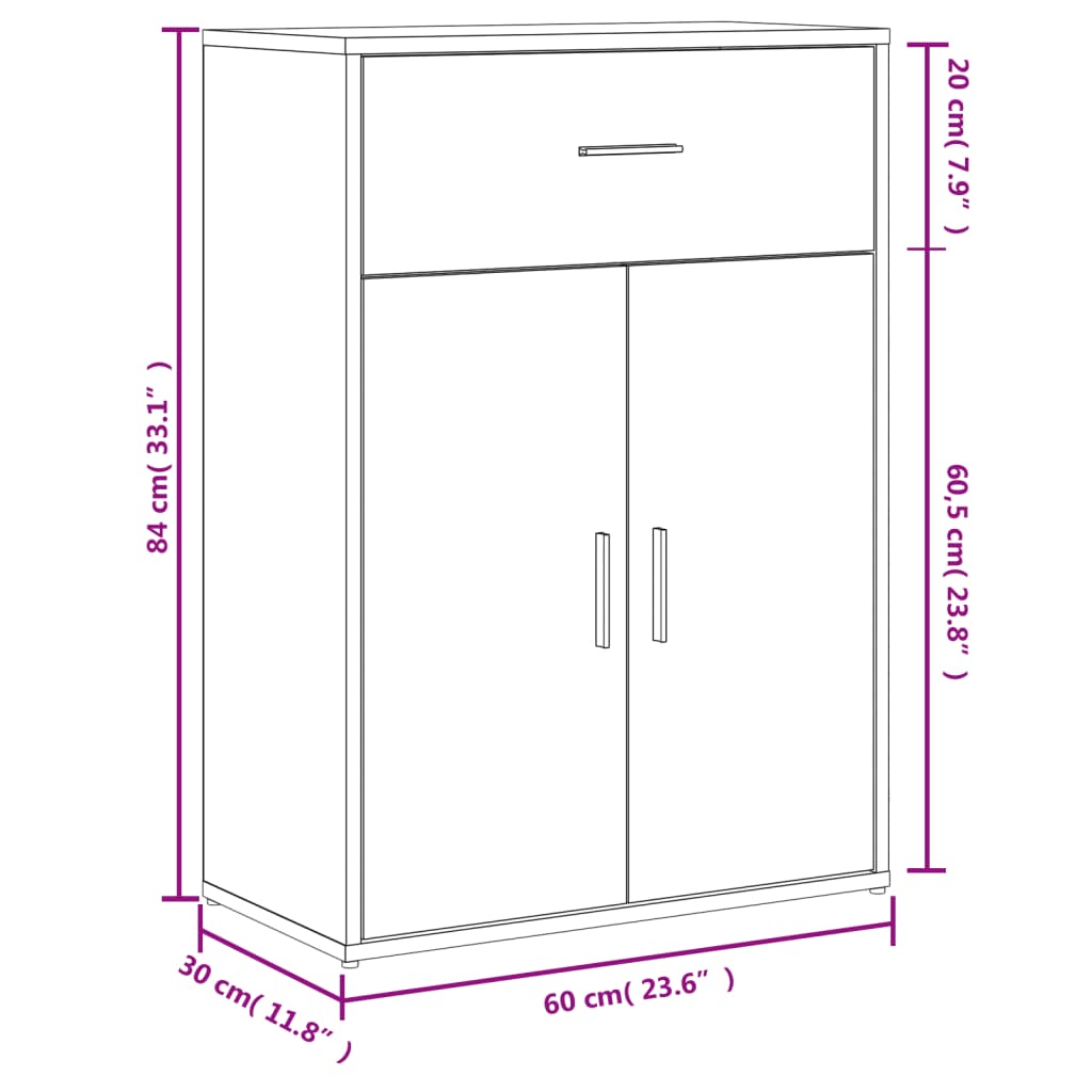 vidaXL Buffet blanc 60x30x84 cm bois d'ingénierie