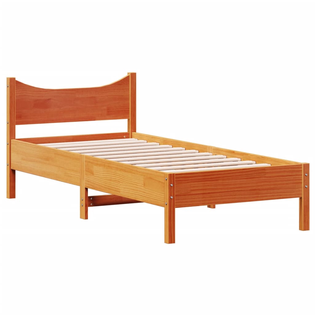 vidaXL Cadre de lit sans matelas cire marron 90x200 cm bois pin massif