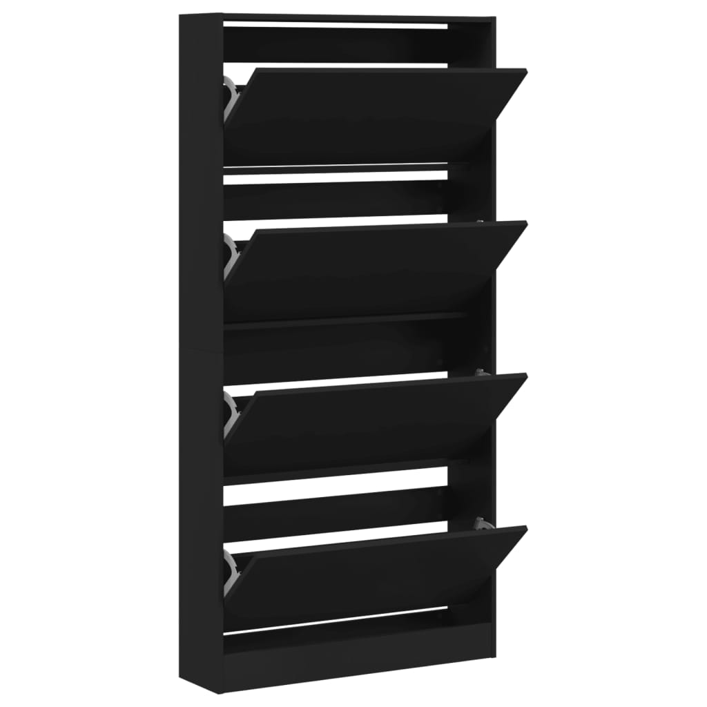 vidaXL Armoire à chaussures 4 tiroirs rabattables noir 80x21x163,5 cm