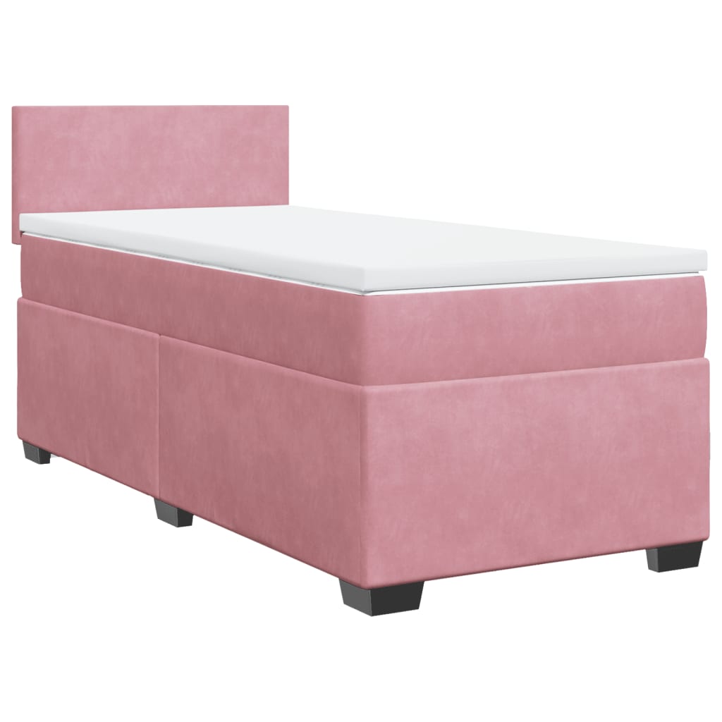 vidaXL Sommier à lattes de lit avec matelas Rose 100x200 cm Velours