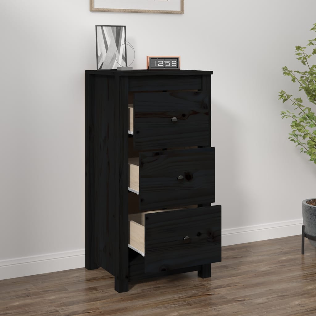 vidaXL Buffet noir 40x35x80 cm bois massif de pin