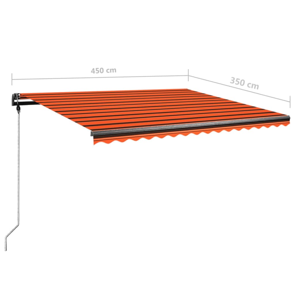 vidaXL Auvent manuel rétractable avec LED 450x350 cm Orange et marron