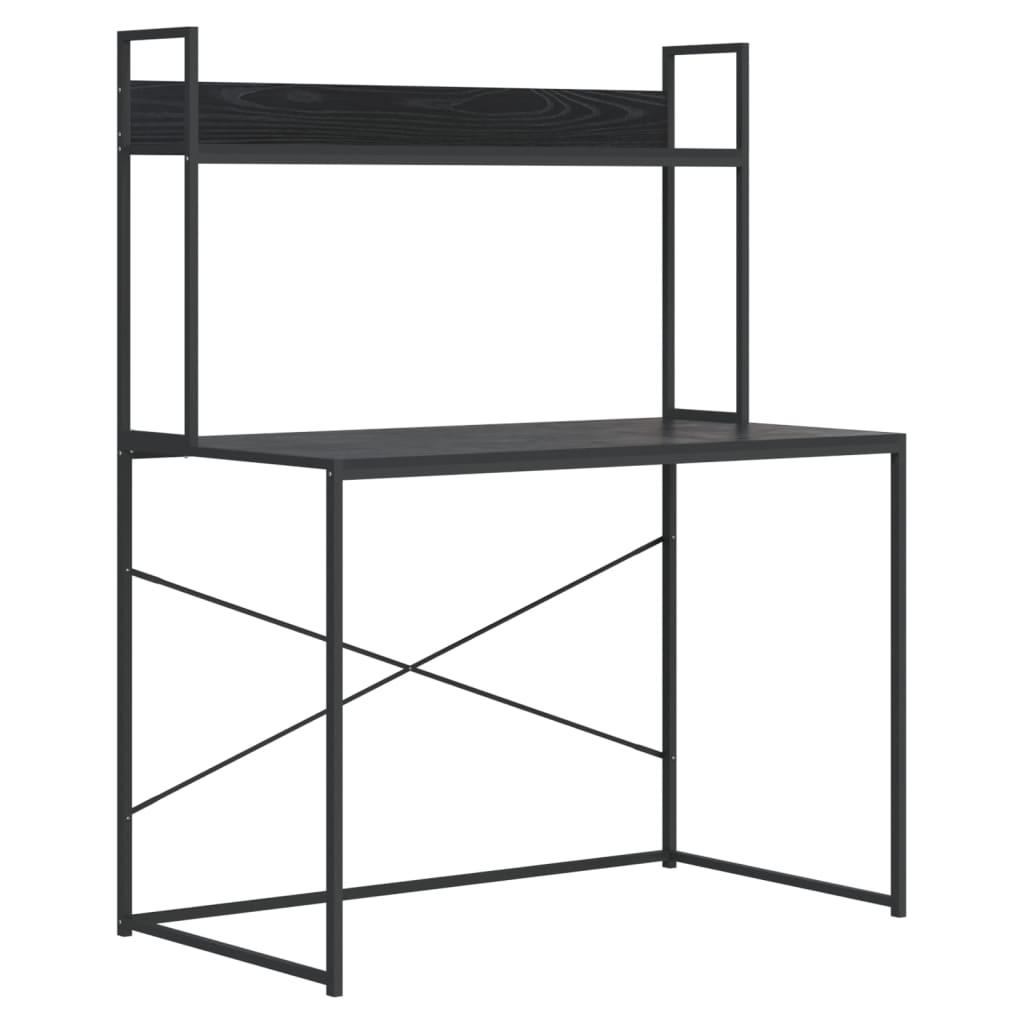 vidaXL Bureau d'ordinateur noir 110x60x138 cm bois d’ingénierie