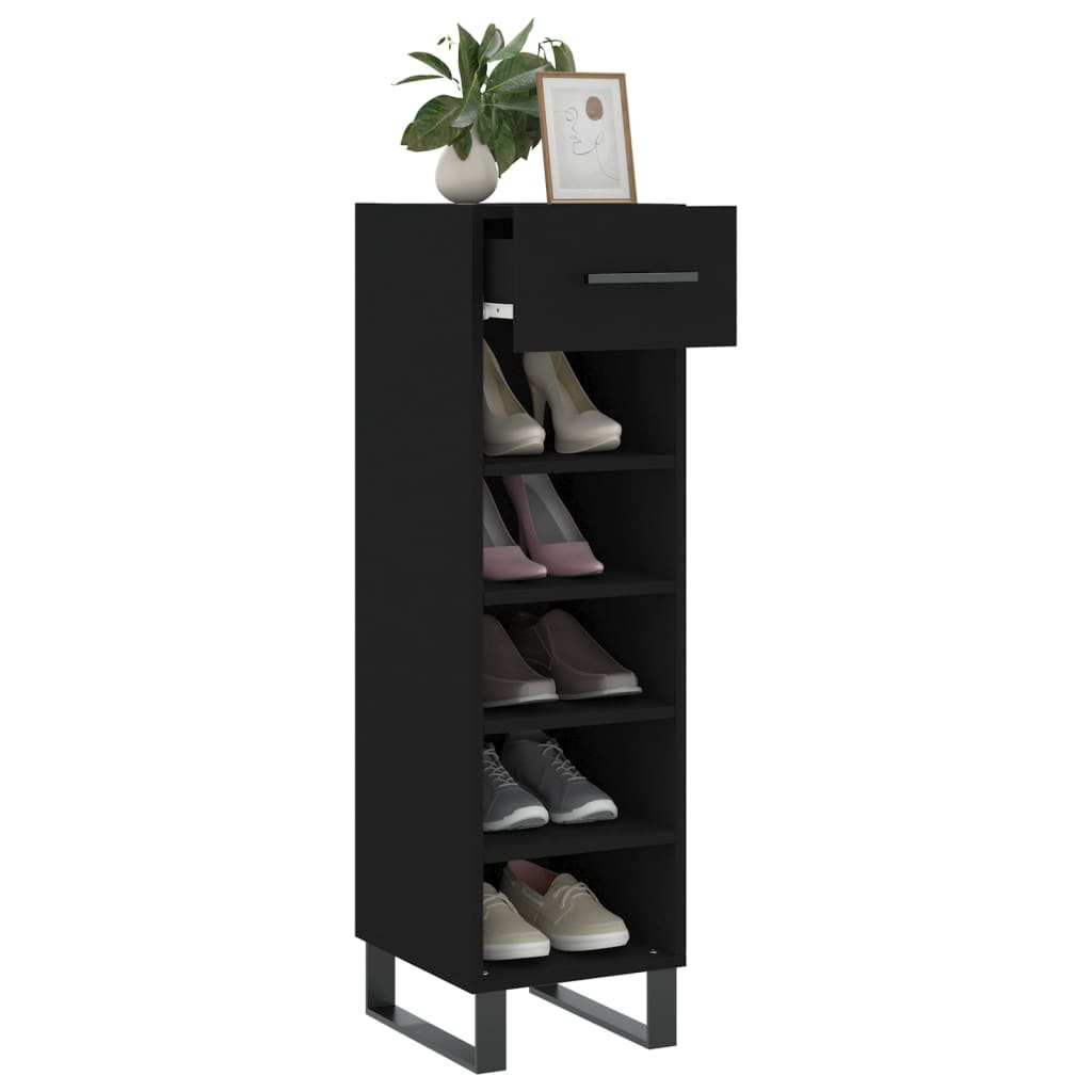 vidaXL Armoire à chaussures noir 30x35x105 cm bois d'ingénierie