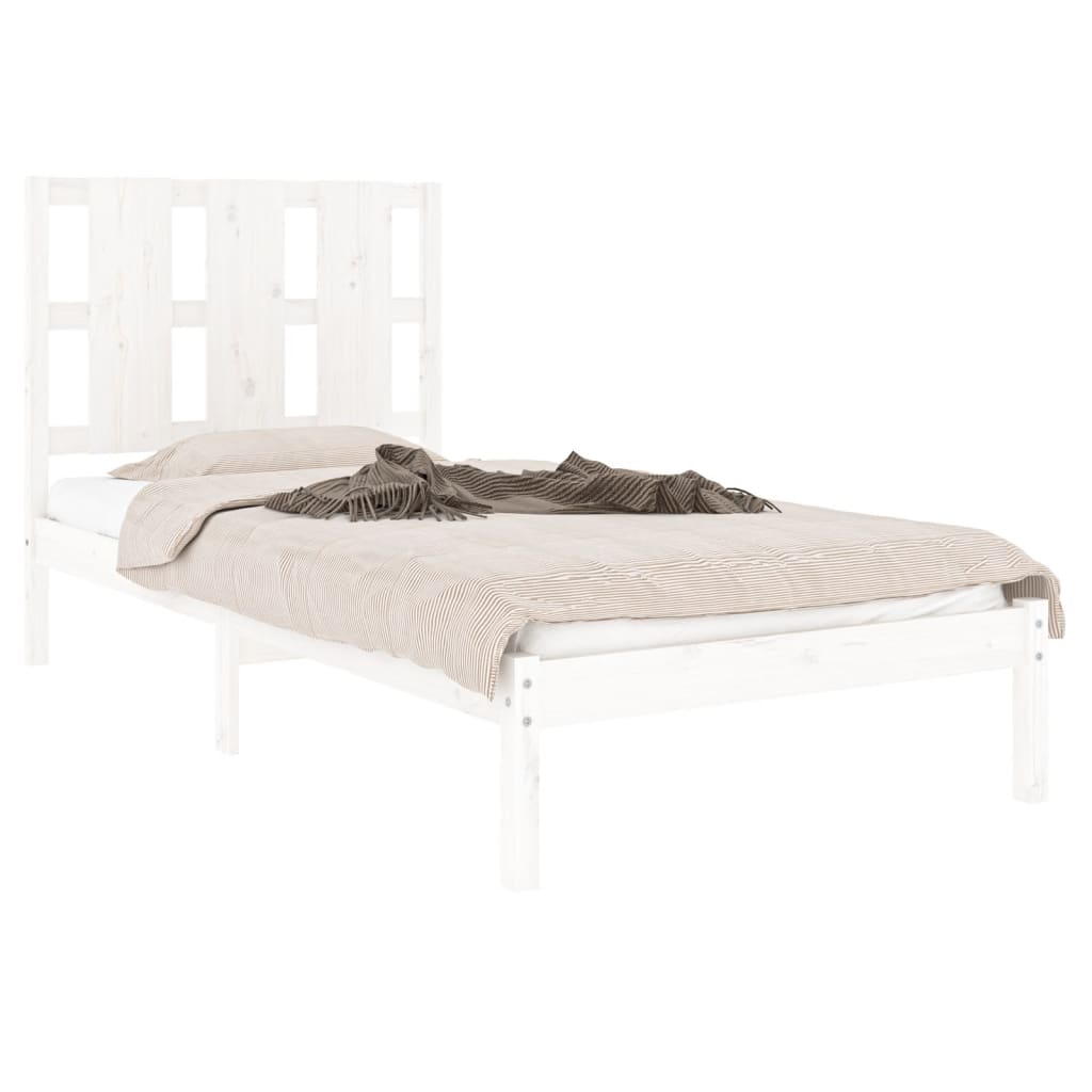 vidaXL Cadre de lit Blanc Bois massif 75x190 cm Petit simple