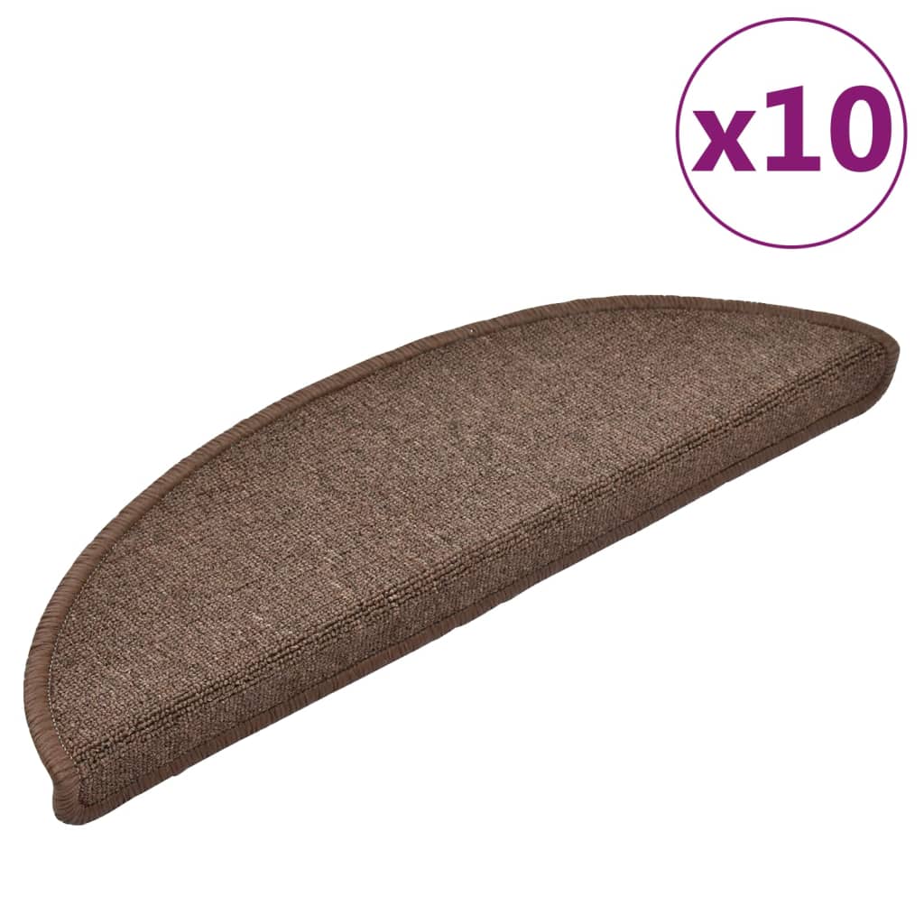 vidaXL Tapis d'escalier 10 pcs 56x17x3 cm Marron café