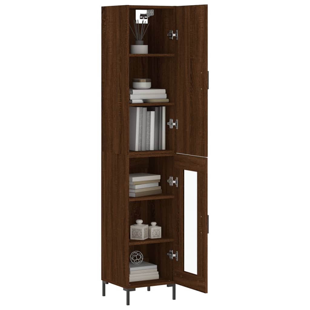 vidaXL Buffet haut Chêne marron 34,5x34x180 cm Bois d'ingénierie