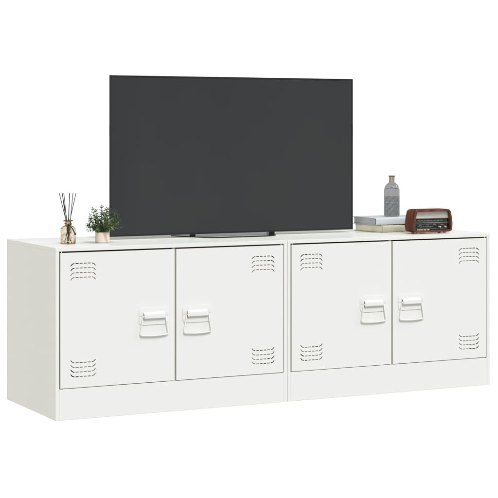 vidaXL Meubles TV 2 pcs blanc 67x39x44 cm acier