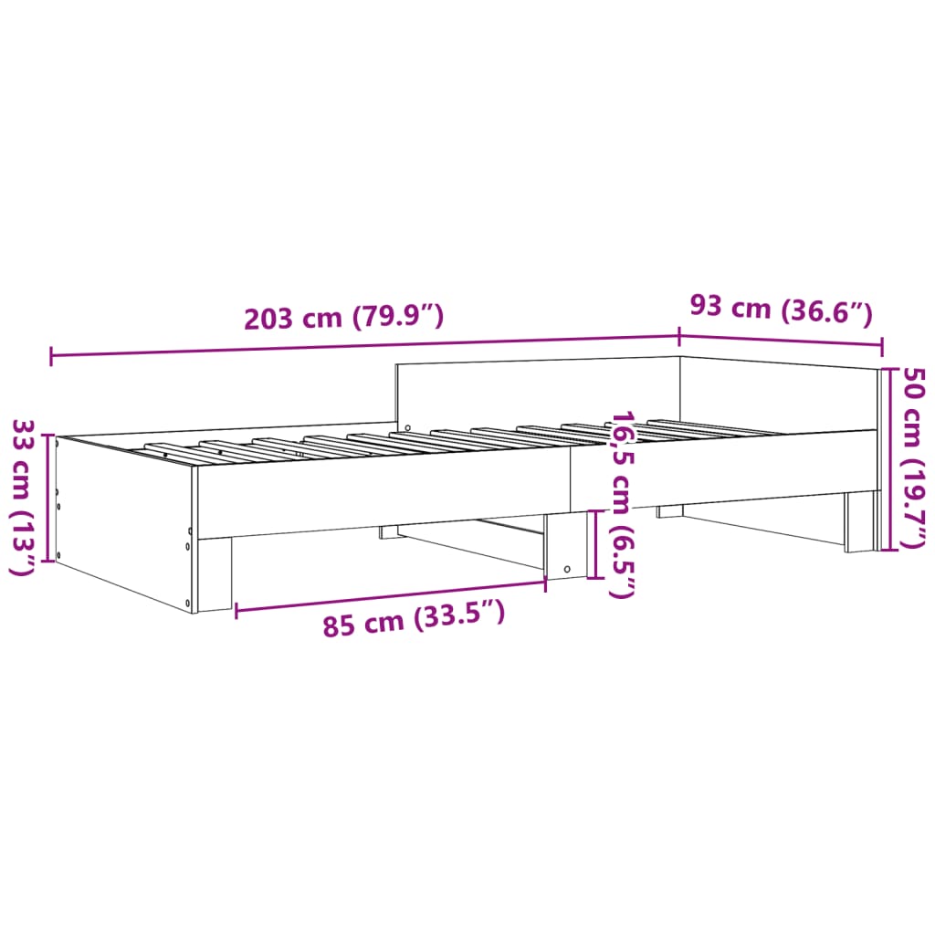 vidaXL Cadre de lit sans matelas chêne sonoma 90x200 cm