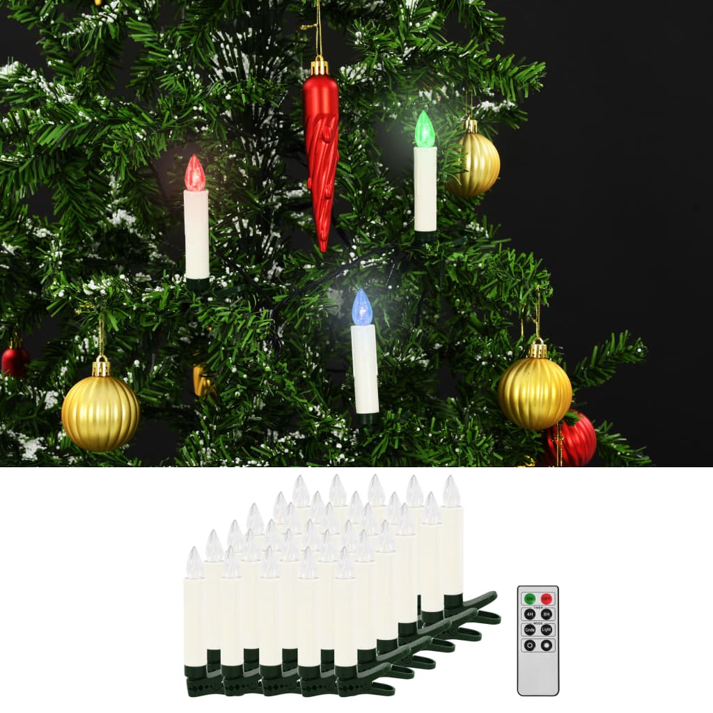 vidaXL Bougies de Noël LED sans fil avec télécommande 30 pcs RVB