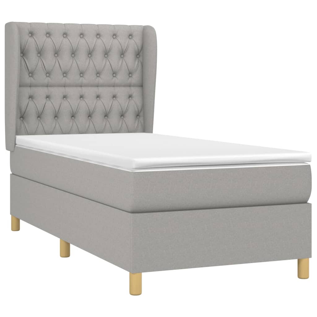 vidaXL Sommier à lattes de lit avec matelas Gris clair 90x200 cm Tissu