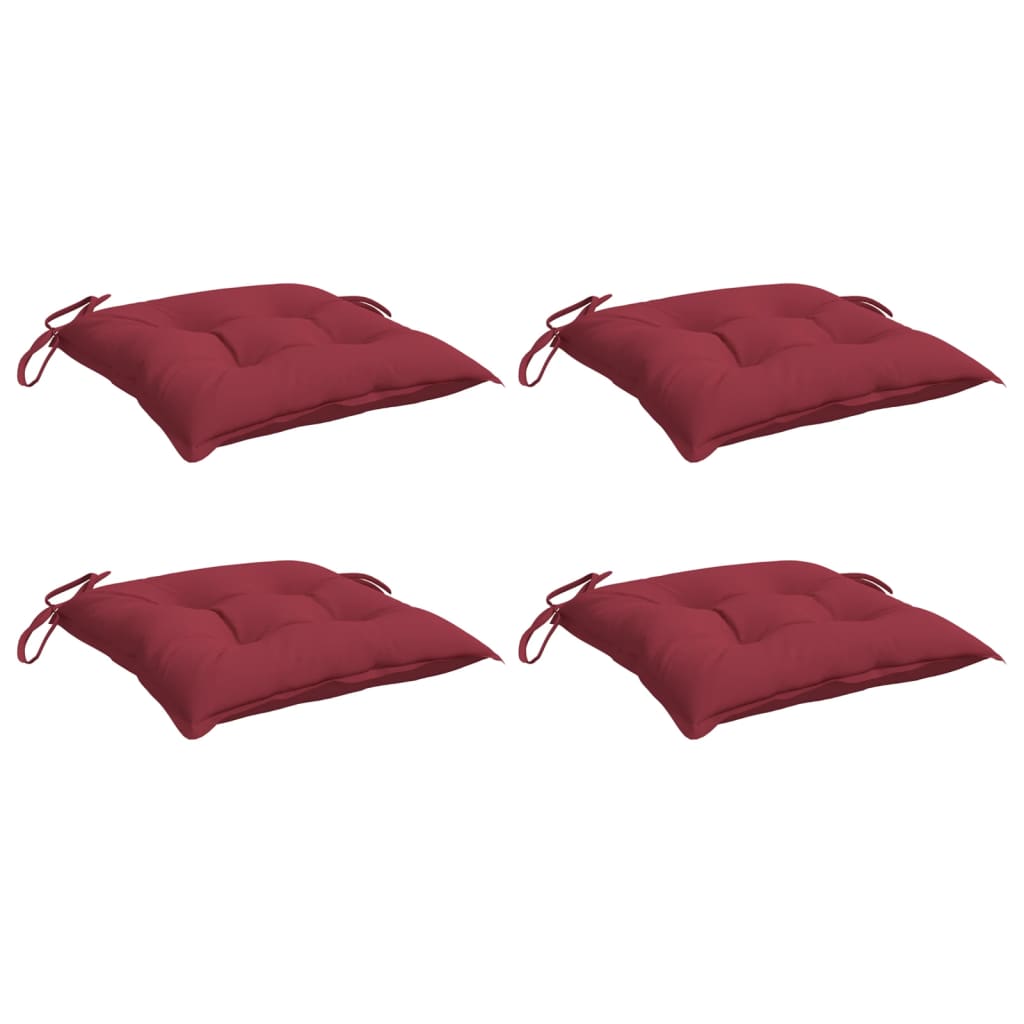 vidaXL Coussins de chaise lot de 4 rouge bordeaux 40x40x7 cm