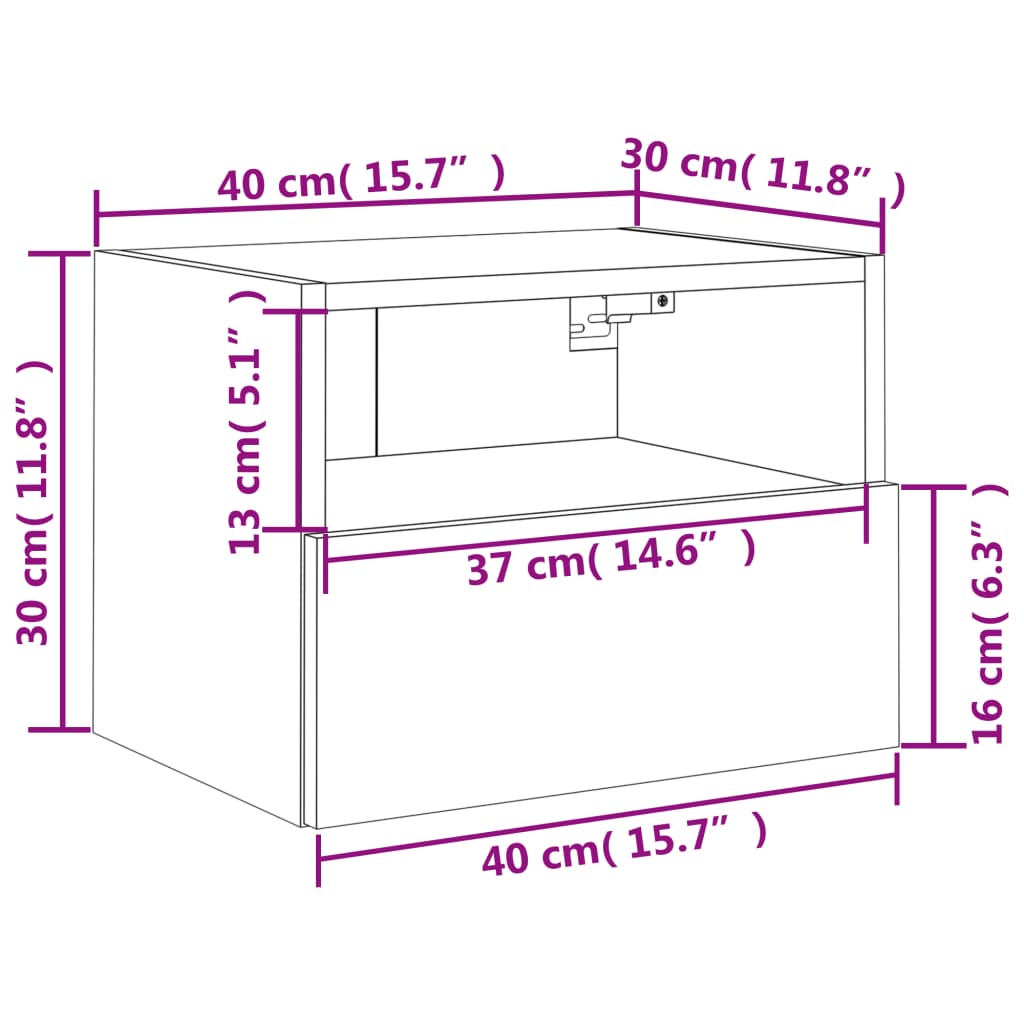 vidaXL Meubles TV muraux 2 pcs noir 40x30x30 cm bois d'ingénierie