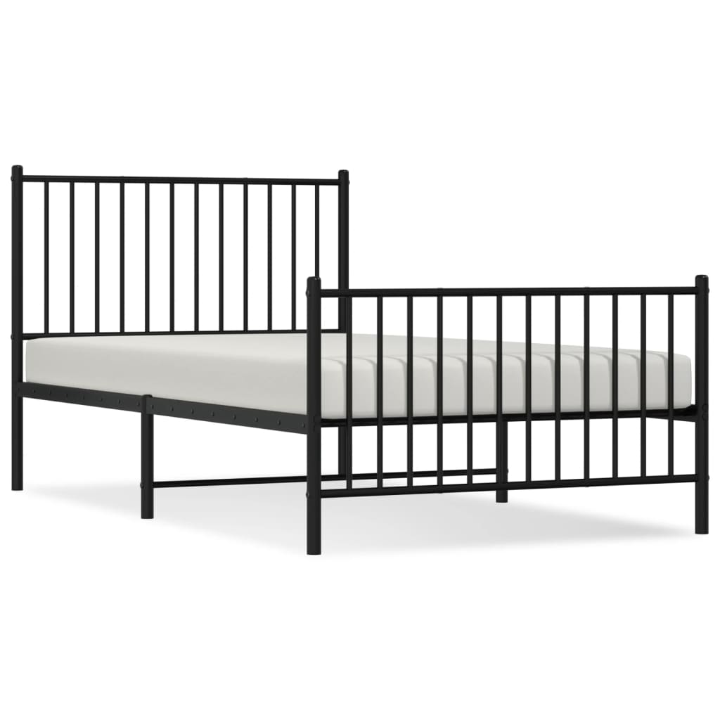 vidaXL Cadre de lit métal sans matelas avec pied de lit noir 100x190cm