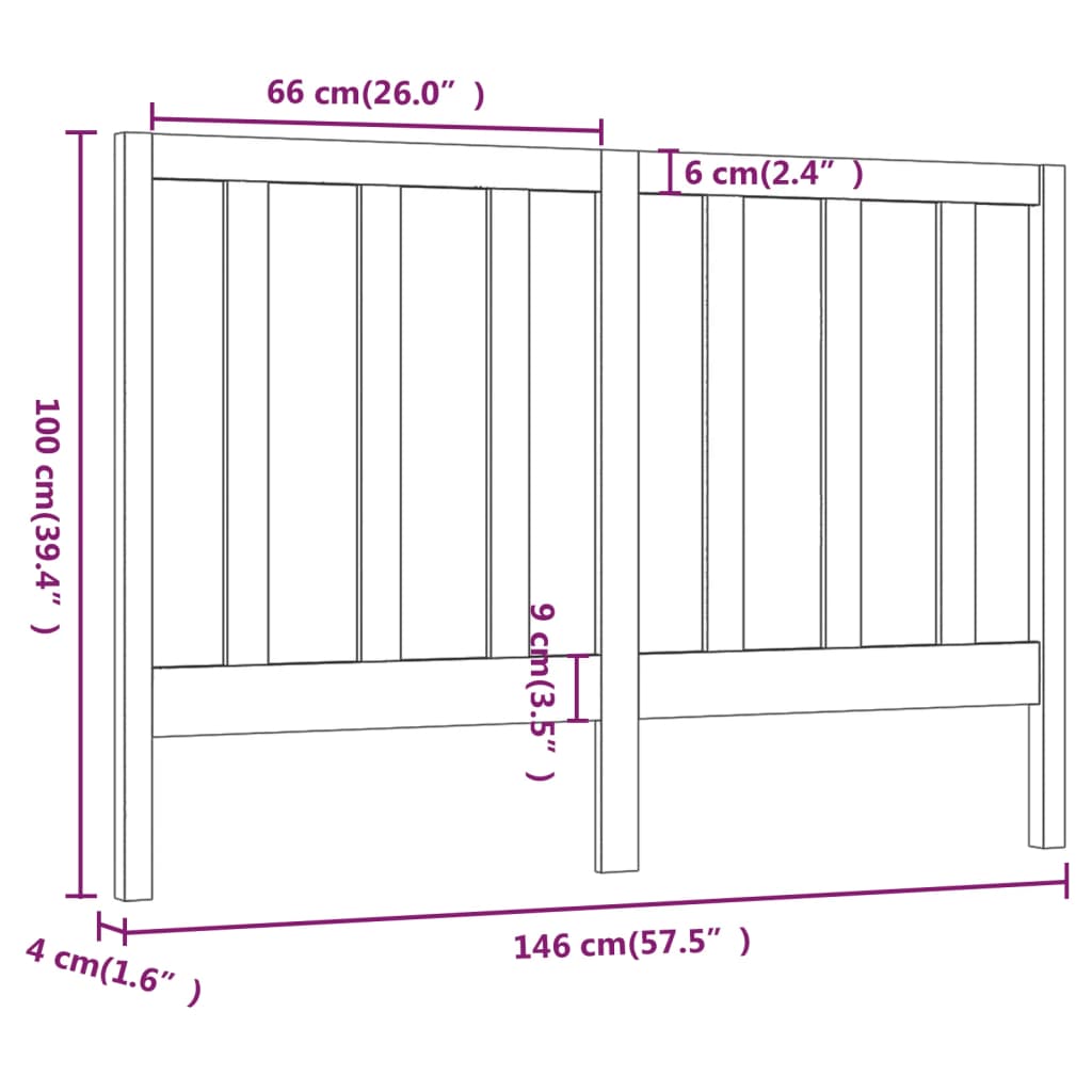 vidaXL Tête de lit 146x4x100 cm Bois massif de pin