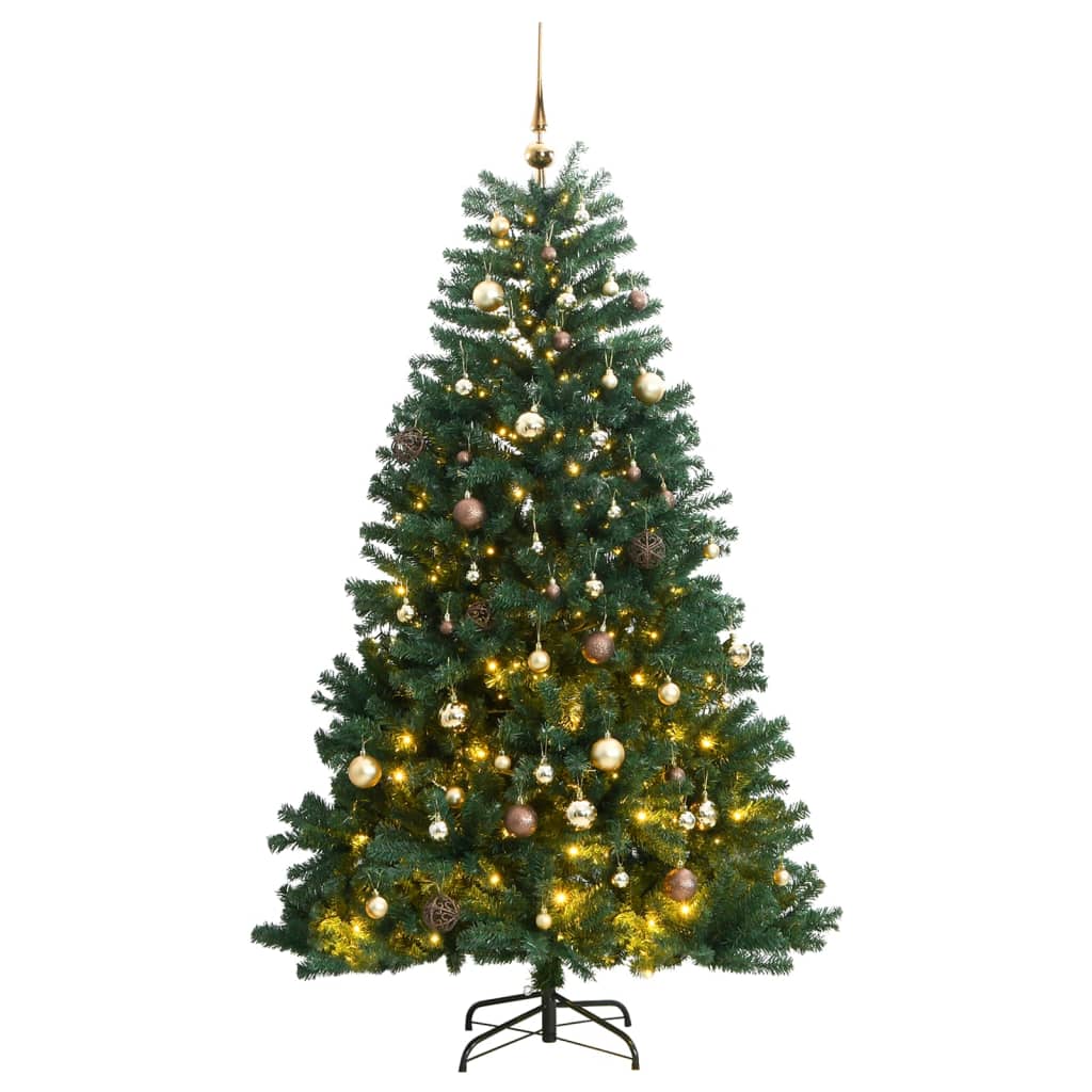 vidaXL Sapin de Noël artificiel articulé 300 LED et boules 180 cm