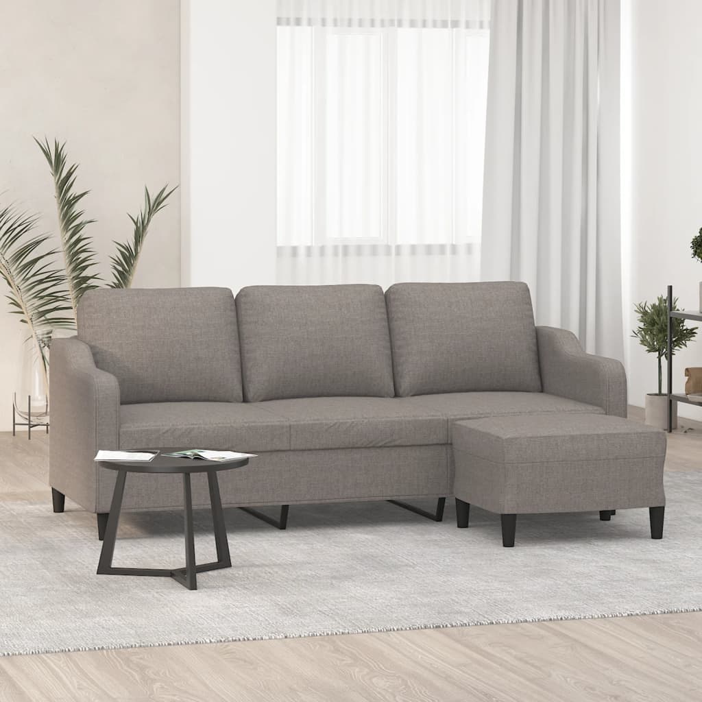 vidaXL Canapé à 3 places avec repose-pieds Taupe 180 cm Tissu