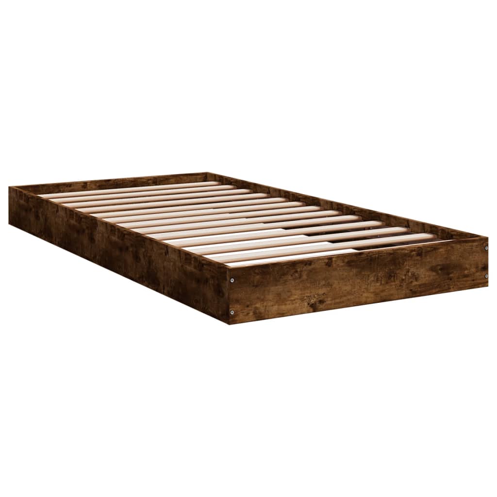 vidaXL Cadre de lit sans matelas chêne fumé 90x190cm bois d'ingénierie