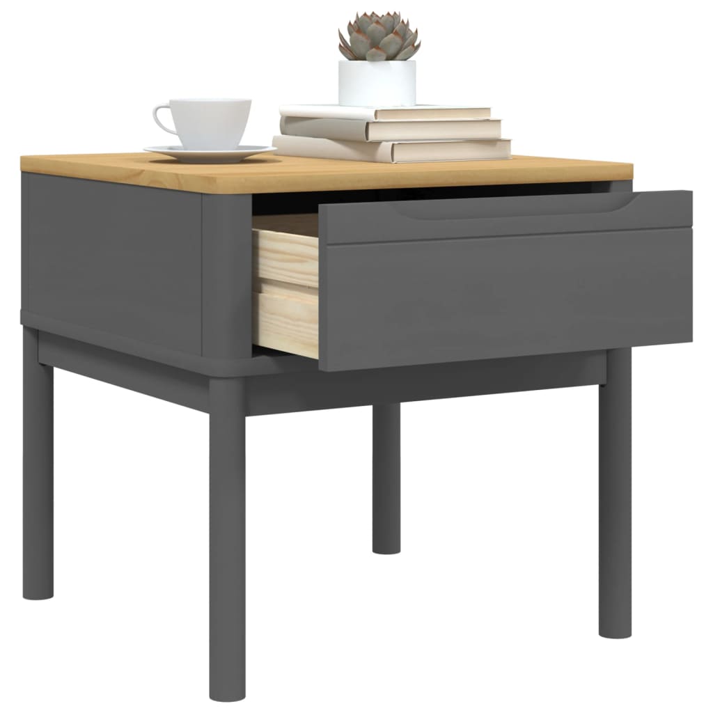 vidaXL Table de chevet FLORO gris 55x55x54 cm bois de pin massif