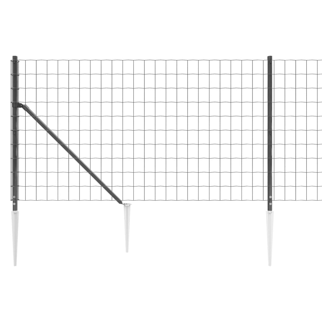 vidaXL Clôture en treillis métallique et ancrage anthracite 1,1x10 m