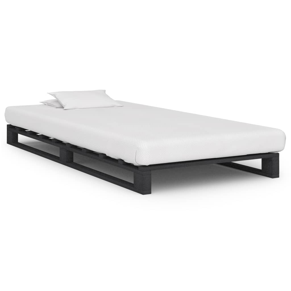 vidaXL Cadre de lit de palette sans matelas gris 100x200cm bois massif