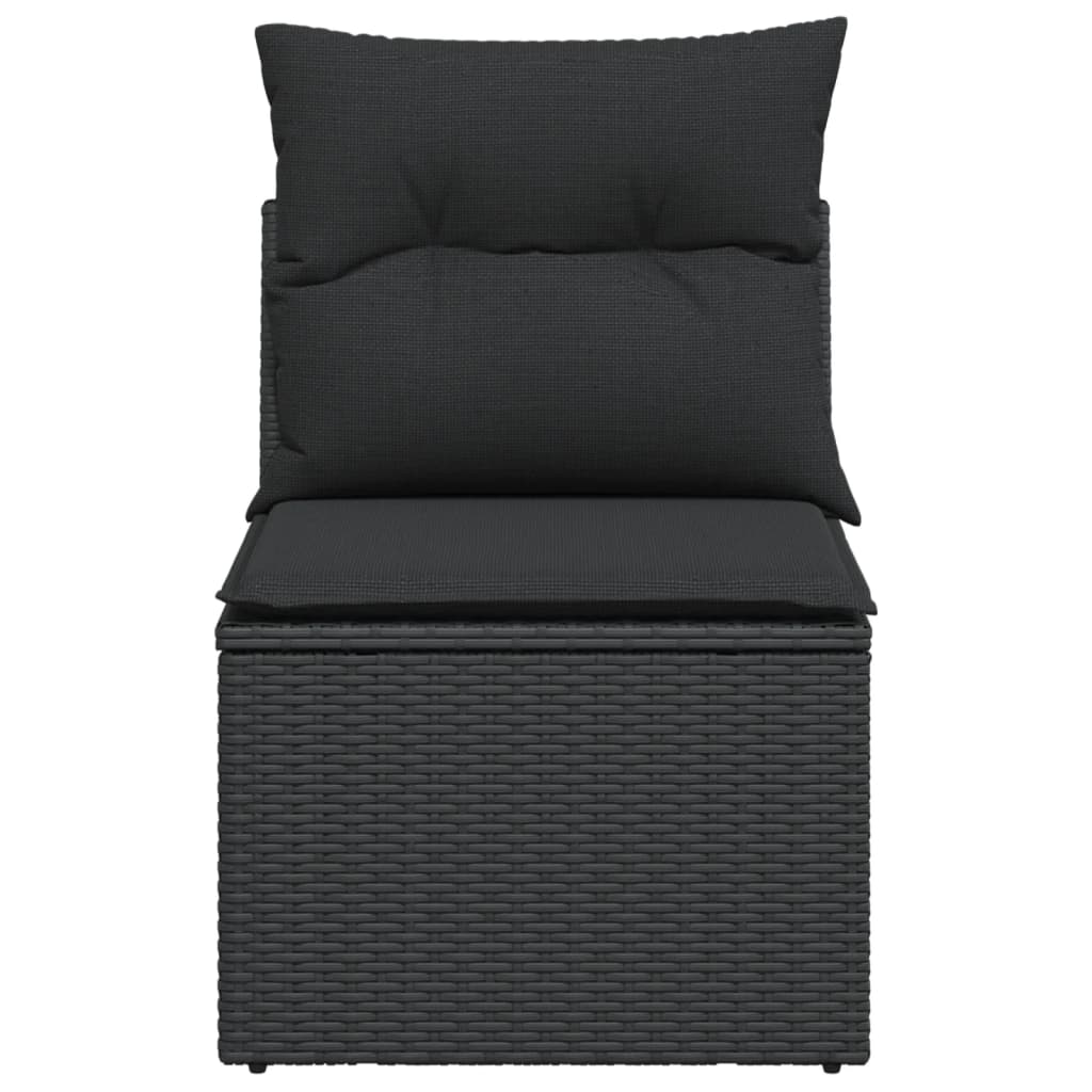 vidaXL Chaise de jardin sans accoudoirs avec coussins noir poly rotin