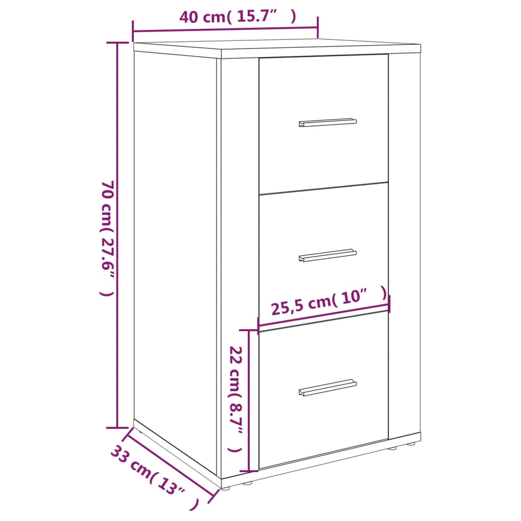 vidaXL Buffet Gris béton 40x33x70 cm Bois d'ingénierie