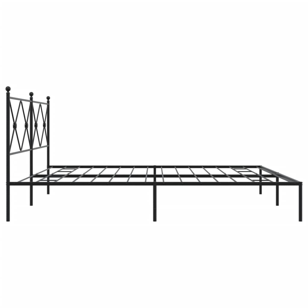 vidaXL Cadre de lit métal sans matelas avec tête de lit noir 200x200cm