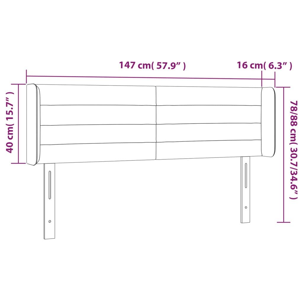 vidaXL Tête de lit à LED Vert 147x16x78/88 cm Tissu