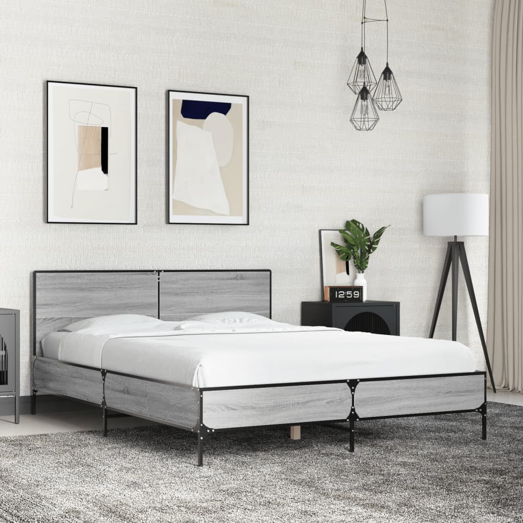 vidaXL Cadre de lit sans matelas sonoma gris 140x200 cm