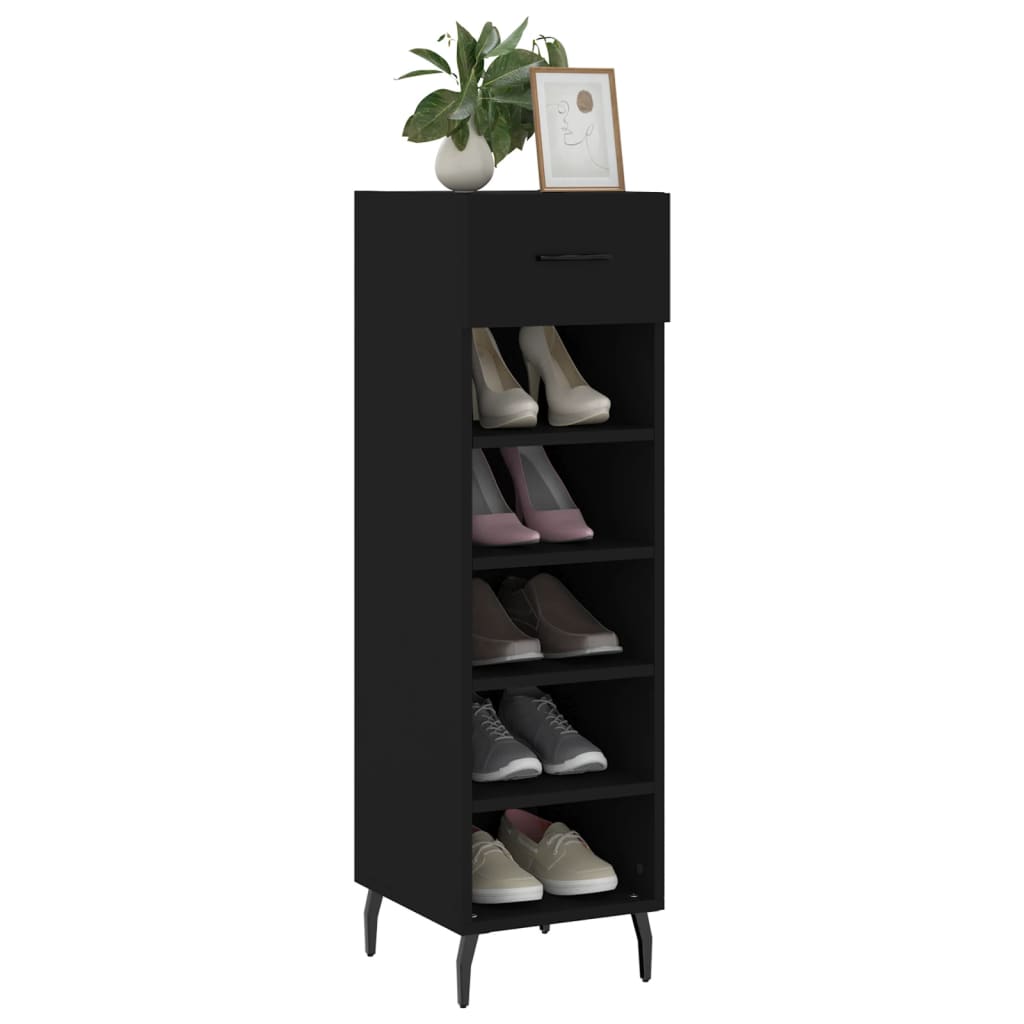 vidaXL Armoire à chaussures noir 30x35x105 cm bois d'ingénierie