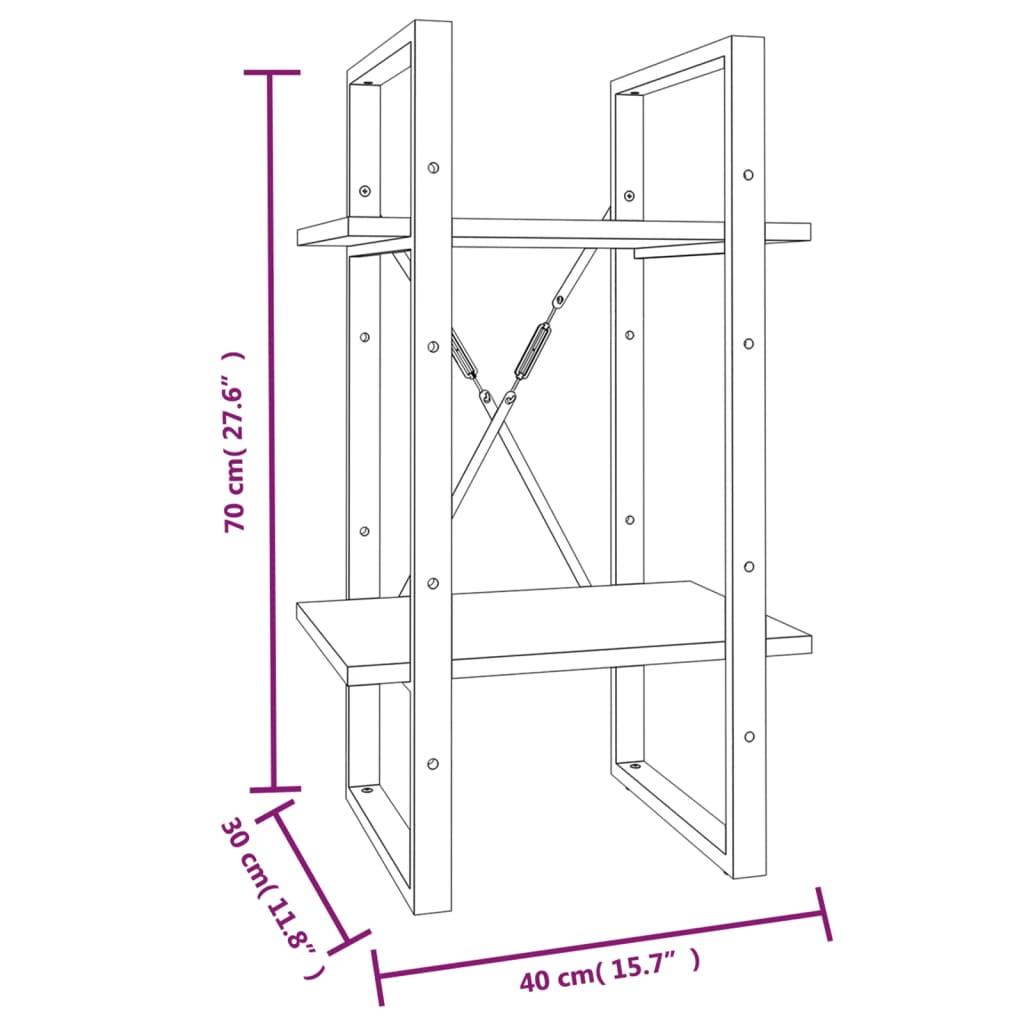 vidaXL Bibliothèque 2 niveaux Chêne fumé 40x30x70 cm Bois d'ingénierie