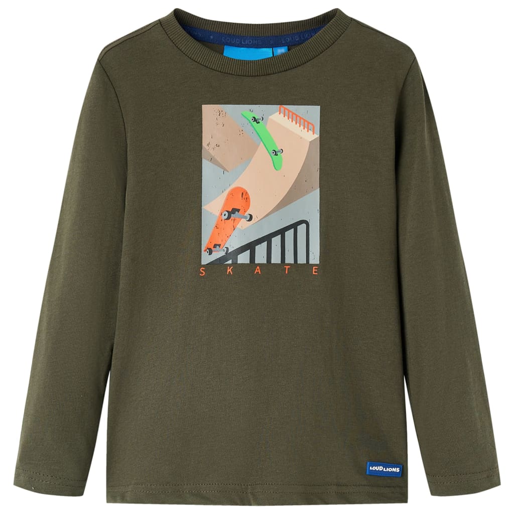 T-shirt enfants à manches longues kaki 140