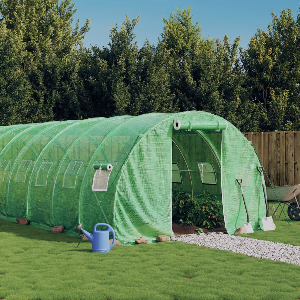 vidaXL Serre avec cadre en acier vert 48 m² 16x3x2 m