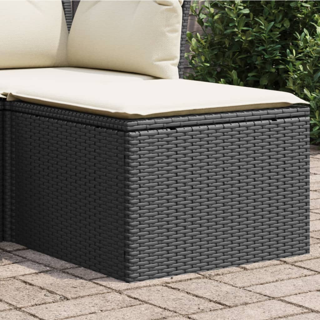 vidaXL Tabouret de jardin avec coussin noir 55x55x37 cm résine tressée