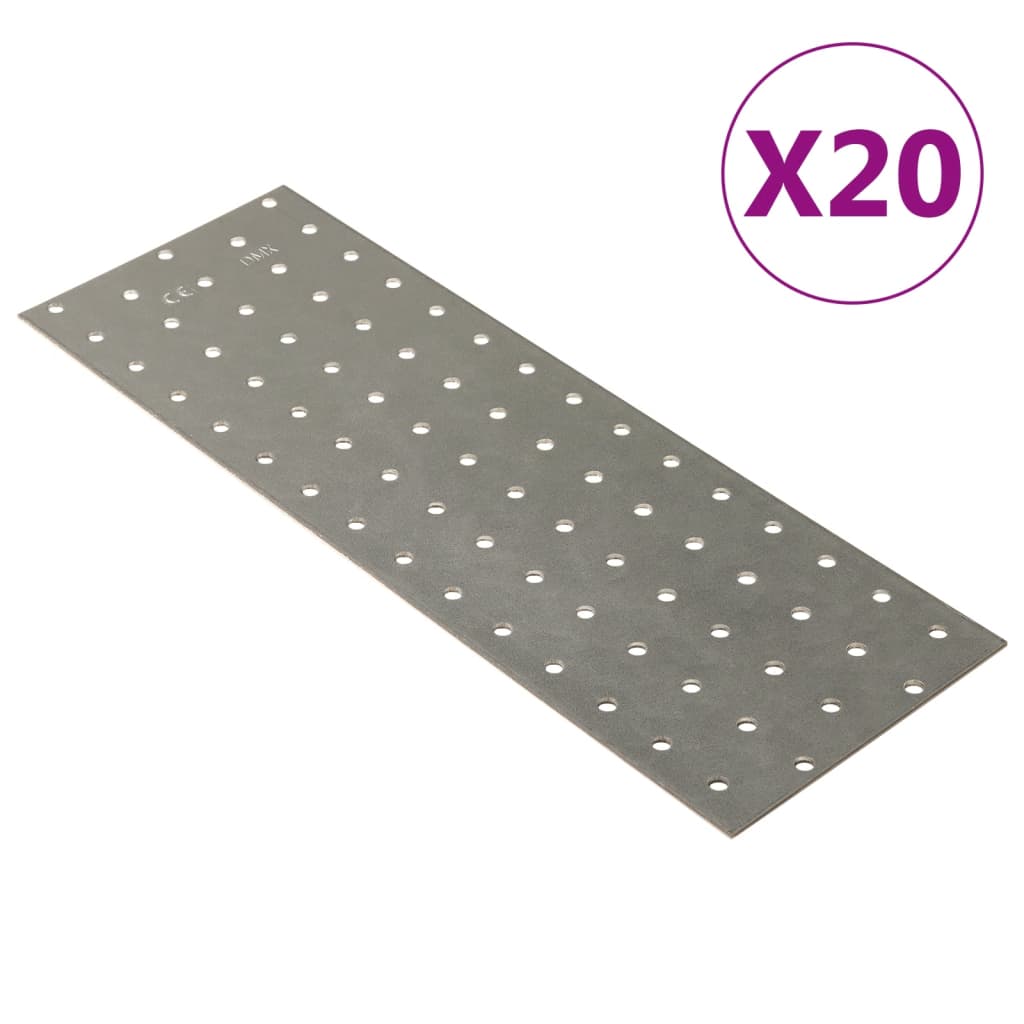 vidaXL Plaques perforées 20 pcs 2 mm 300x100 mm acier galvanisé