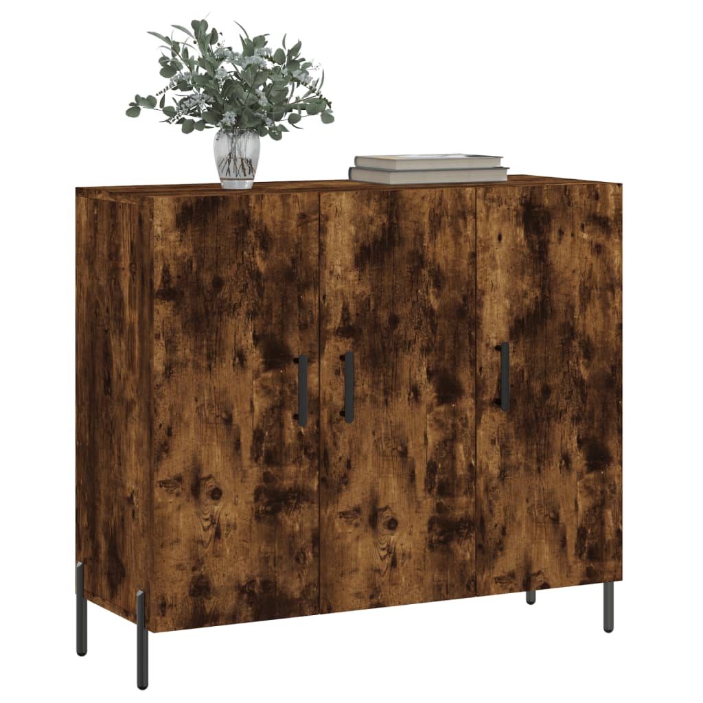 vidaXL Buffet chêne fumé 90x34x80 cm bois d'ingénierie