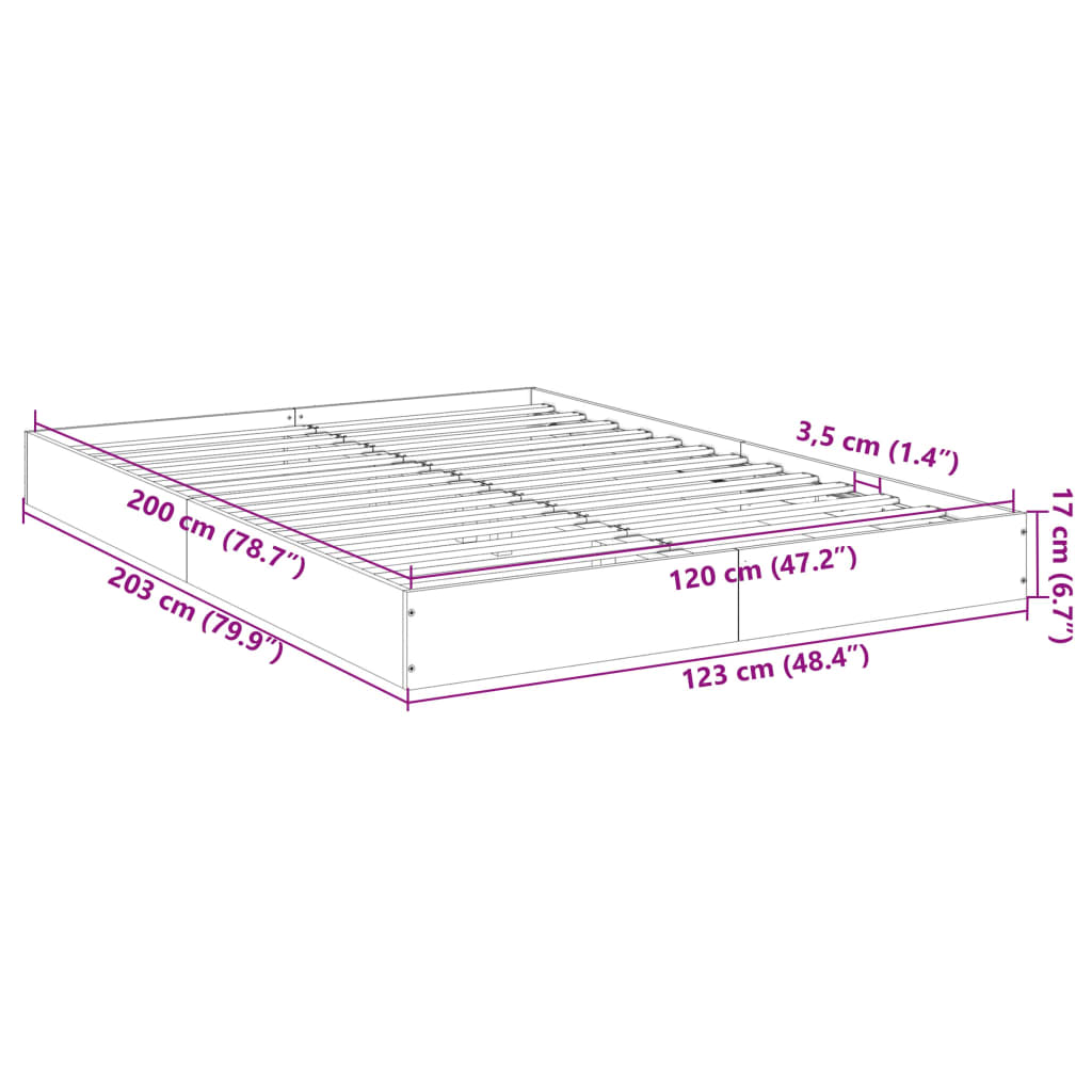 vidaXL Cadre de lit sans matelas chêne fumé 120x200 cm bois ingénierie