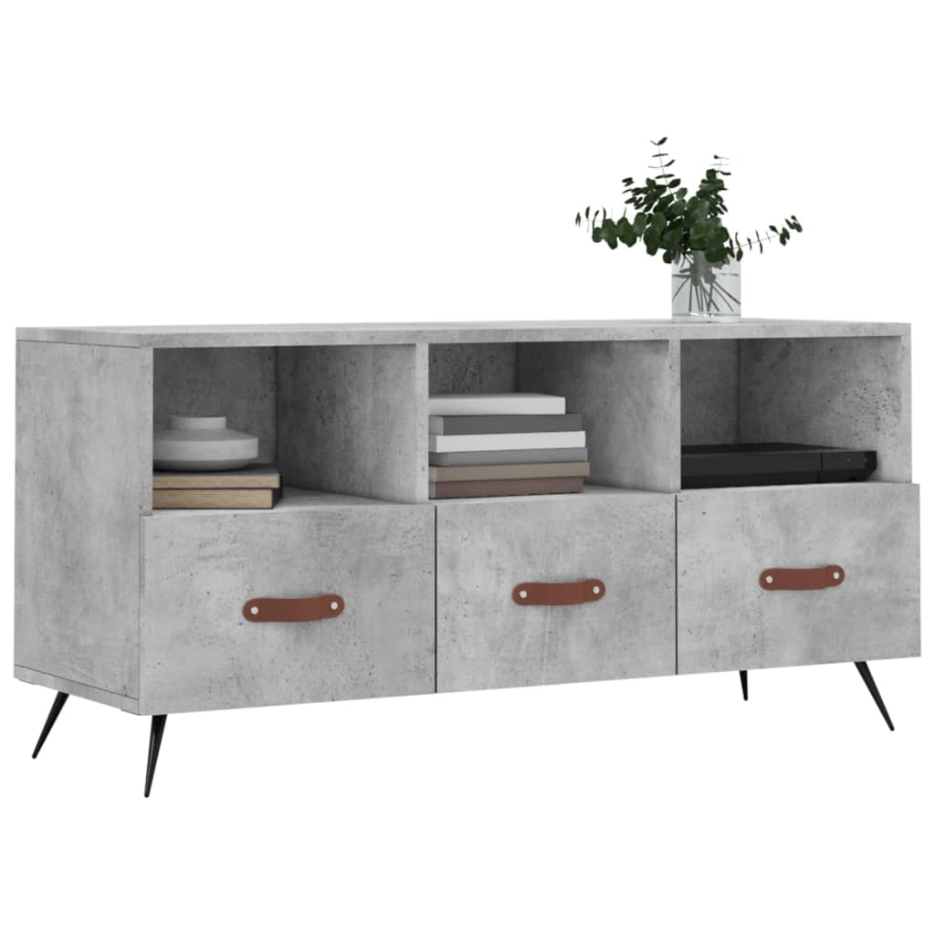 vidaXL Meuble TV gris béton 102x36x50 cm bois d'ingénierie