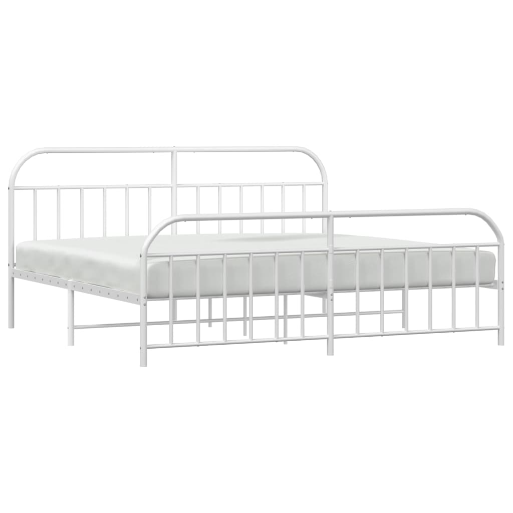 vidaXL Cadre de lit métal sans matelas et pied de lit blanc 200x200 cm