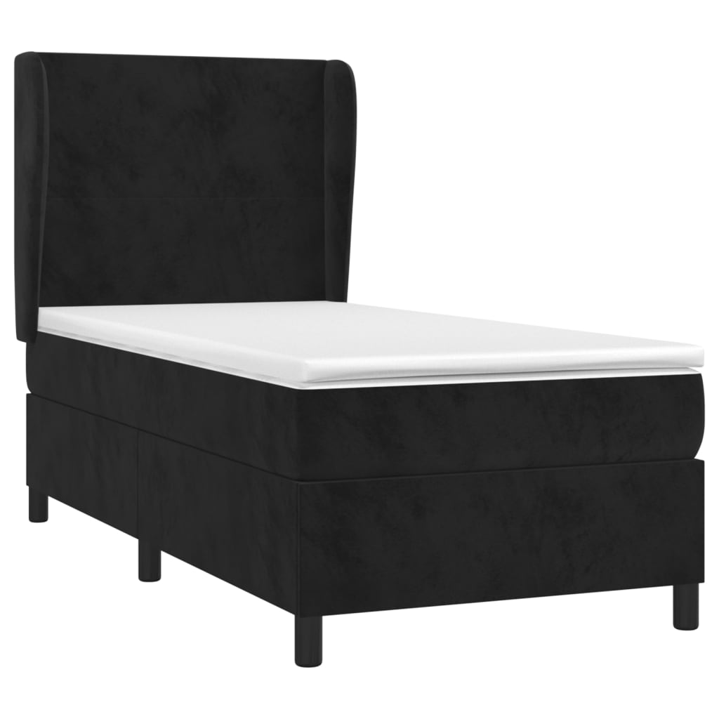 vidaXL Sommier à lattes de lit avec matelas Noir 90x190 cm Velours