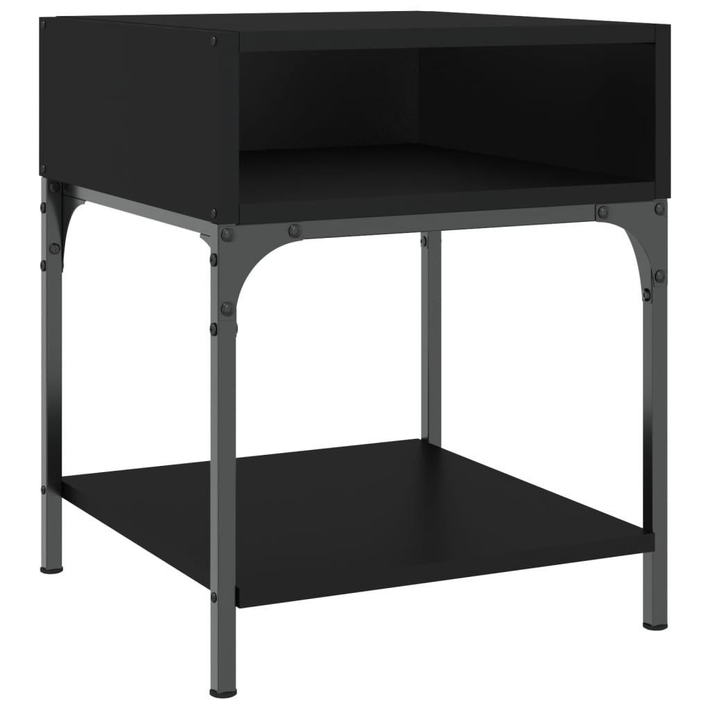 vidaXL Table de chevet noir 40x41x50 cm bois d’ingénierie