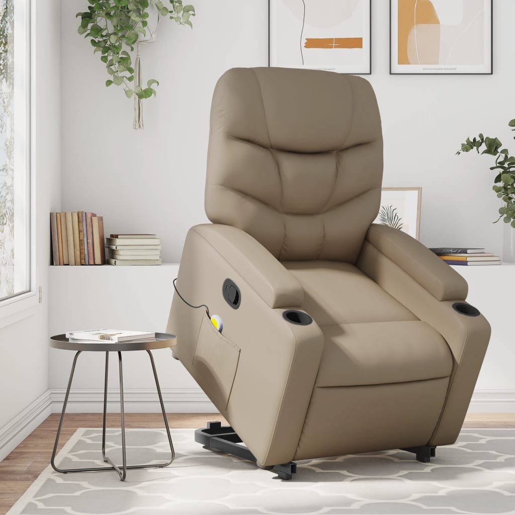 vidaXL Fauteuil inclinable de massage Cappuccino Similicuir