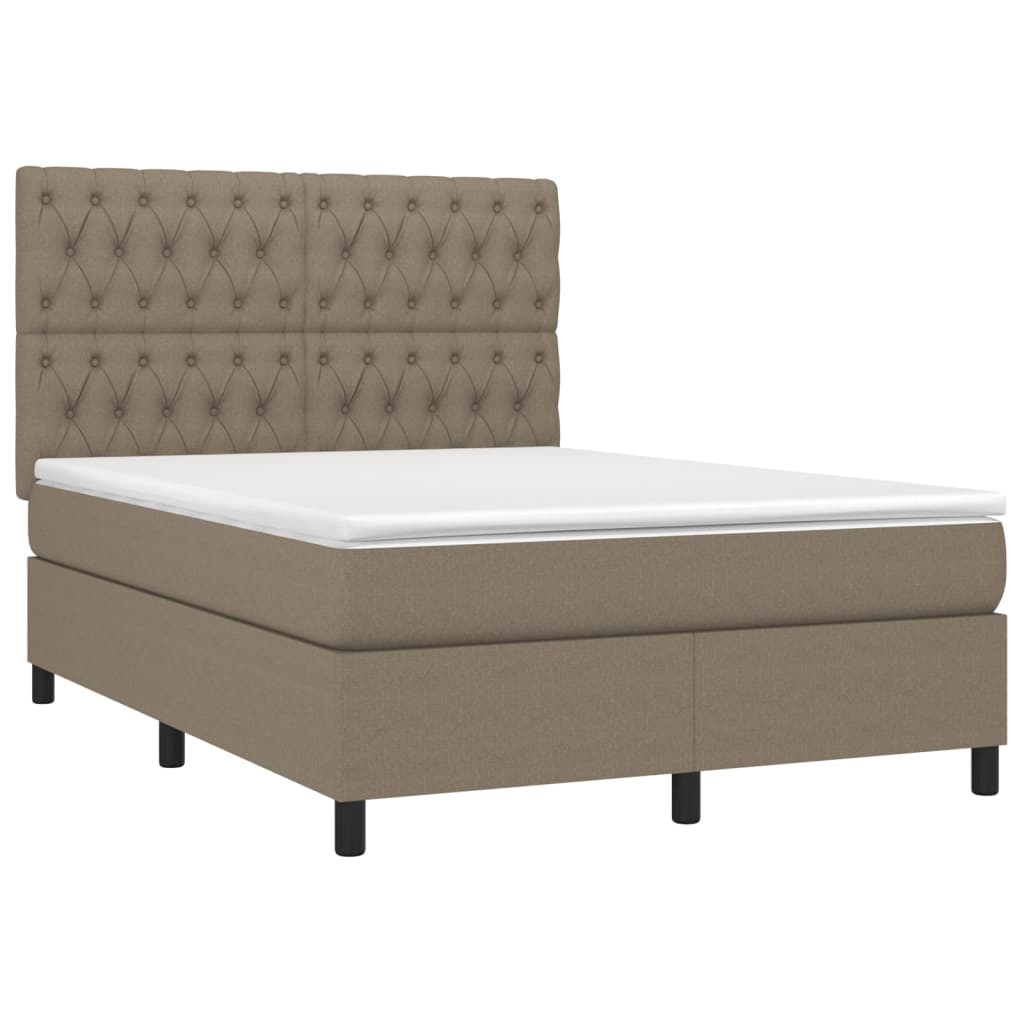 vidaXL Sommier à lattes de lit et matelas et LED Taupe 140x200cm Tissu