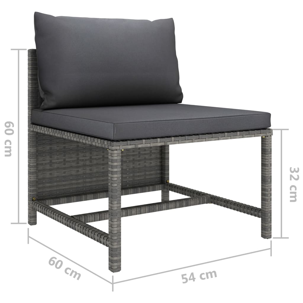 vidaXL Salon de jardin 7 pcs avec coussins Résine tressée Gris