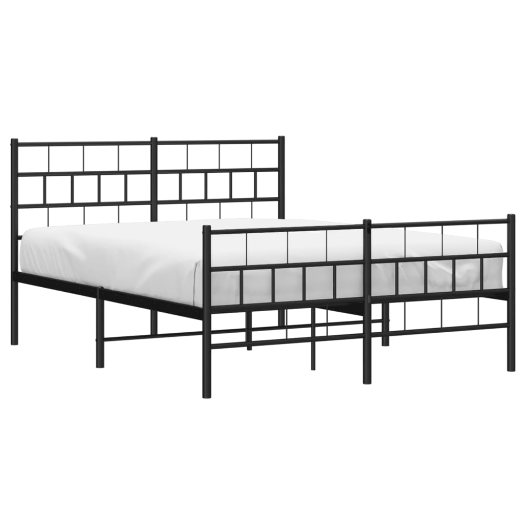 vidaXL Cadre de lit métal sans matelas avec pied de lit noir 150x200cm