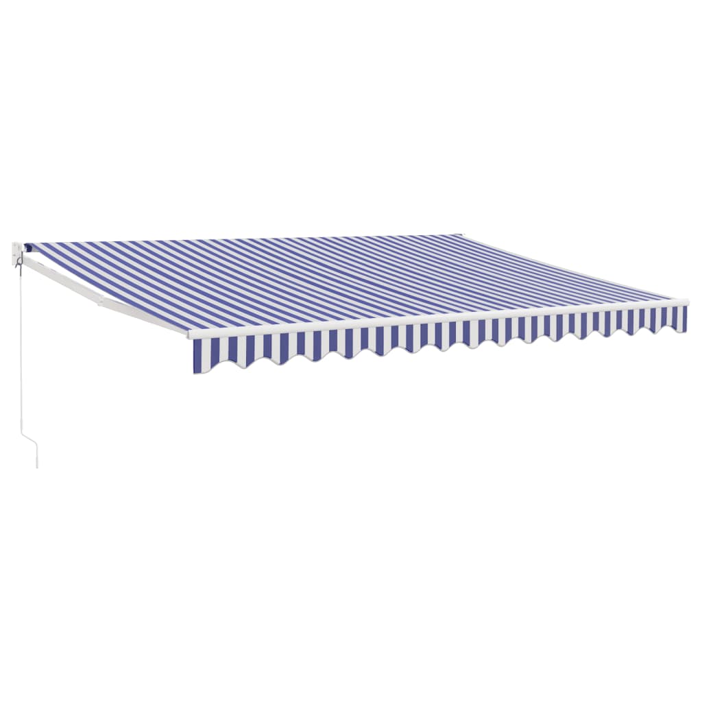 vidaXL Auvent rétractable bleu et blanc 4x3 m tissu et aluminium